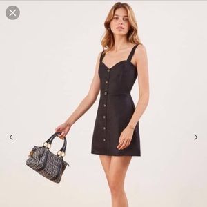 Reformation Finn Dress, Black, Size 8